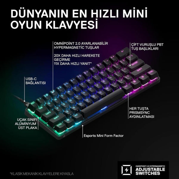 SteelSeries Apex Pro Mini İngilizce Kablolu Mekanik Oyuncu Klavyesi