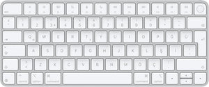 Apple Touch ID özellikli Magic Keyboard: Bluetooth, şarj edilebilir. Apple çipe sahip Mac bilgisayarlarla çalışır; Türkçe Q Klavye, Beyaz Tuşlar (USB-C)