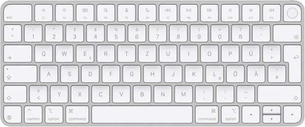 Apple Touch ID özellikli Magic Keyboard: Bluetooth, şarj edilebilir. Apple çipe sahip Mac bilgisayarlarla çalışır; Türkçe F Klavye, Beyaz Tuşlar (Lightning)