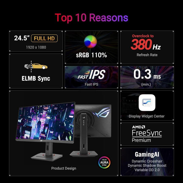 Asus ROG Strix XG259QNG 24.5" 0.3 ms Full HD Pivot IPS 380 Hz Oyuncu Monitörü Teşhir