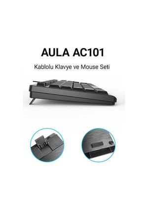 Aula AC101 Kablolu Klavye Mouse Seti