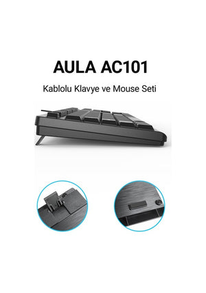 Aula AC101 Kablolu Klavye Mouse Seti