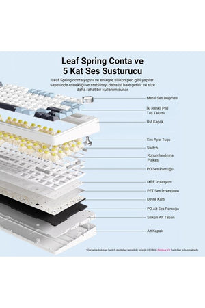 Aula F75 RGB TKL Nimbus V3 Switch Kablolu/Kablosuz Mekanik Oyuncu Klavyesi