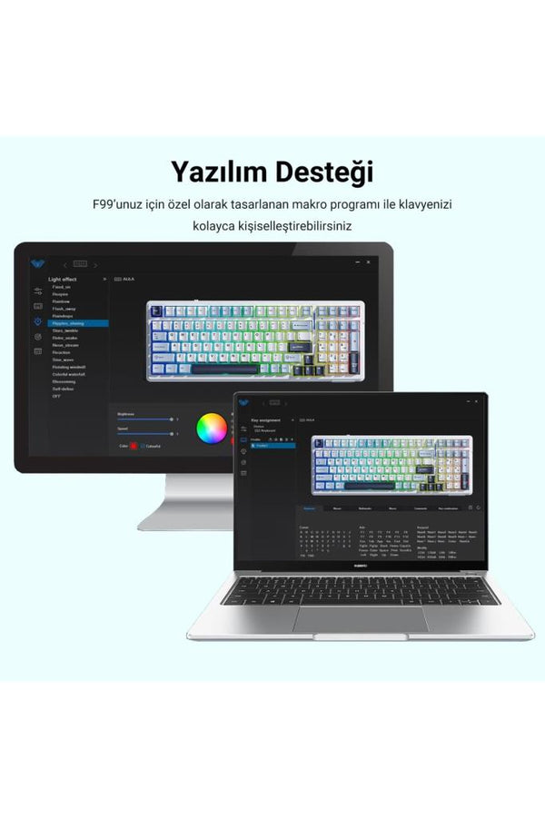 Aula F99 Gri RGB GrayWood V3 Switch Kablolu/Kablosuz Mekanik Oyuncu Klavyesi Teşhir