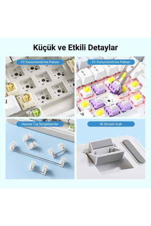 Aula F99 Gri RGB GrayWood V3 Switch Kablolu/Kablosuz Mekanik Oyuncu Klavyesi Teşhir