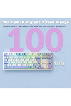 Aula F99 RGB GrayWood V4 Switch Kablolu/Kablosuz Mekanik Oyuncu Klavyesi Outlet