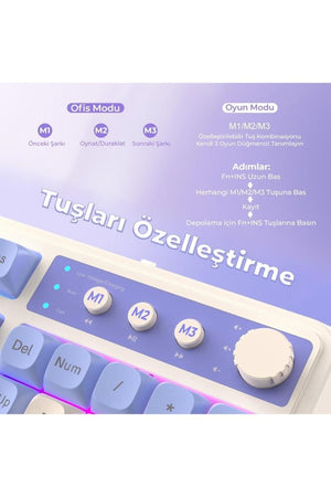 Aula S99 Retro Yeşil RGB %96 Kablolu/Kablosuz Oyuncu Klavyesi Teşhir