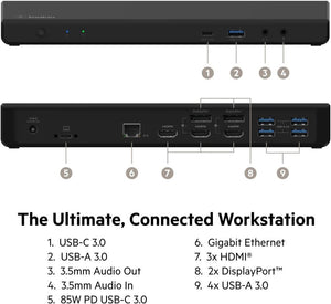 Belkin 85W Güç Dağıtımlı Üçlü 4K Ekran için 3 HDMI Bağlantı Noktası, 2 DisplayPort