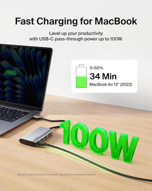 Belkin USB C 4'ü 1 Arada Çok Bağlantı Noktalı Adaptör (4K HDMI, USB-C 100W PD Geçişli Şarj ve Daha Fazlası için 2 x USB A Bağlantı Noktası ile)