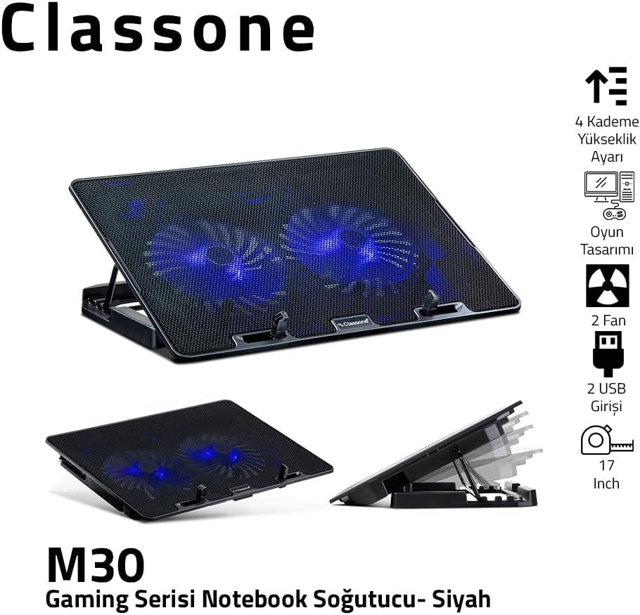 Classone M30 2 Led Fanlı USB 2.0 14"-17" Laptop Soğutucu