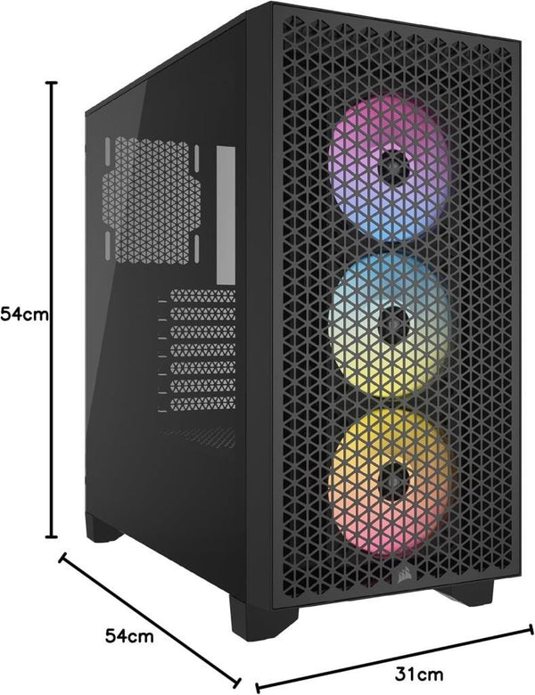 Corsair iCUE 3000D RGB Airflow CC-9011255-WW Fanlı Siyah ATX Oyuncu Kasası