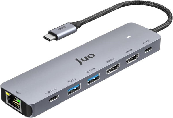 Juo Type-C 2xHDMI Dual MST 4K 60Hz Gigabit Ethernet Dönüştürücü 100W USB 3.2 Çoklayıcı Hub