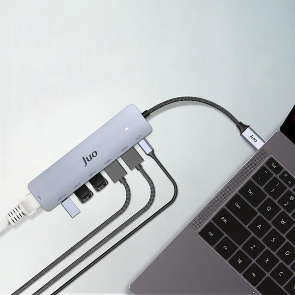 Juo Type-C 2xHDMI Dual MST 4K 60Hz Gigabit Ethernet Dönüştürücü 100W USB 3.2 Çoklayıcı Hub
