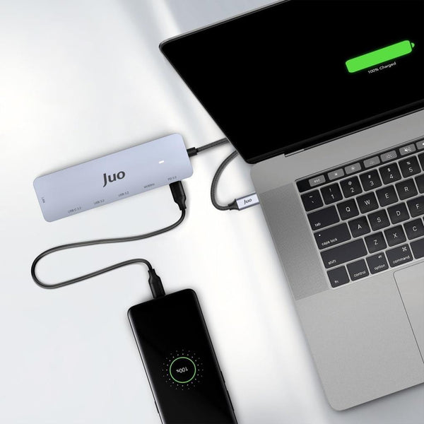 Juo Type-C 2xHDMI Dual MST 4K 60Hz Gigabit Ethernet Dönüştürücü 100W USB 3.2 Çoklayıcı Hub
