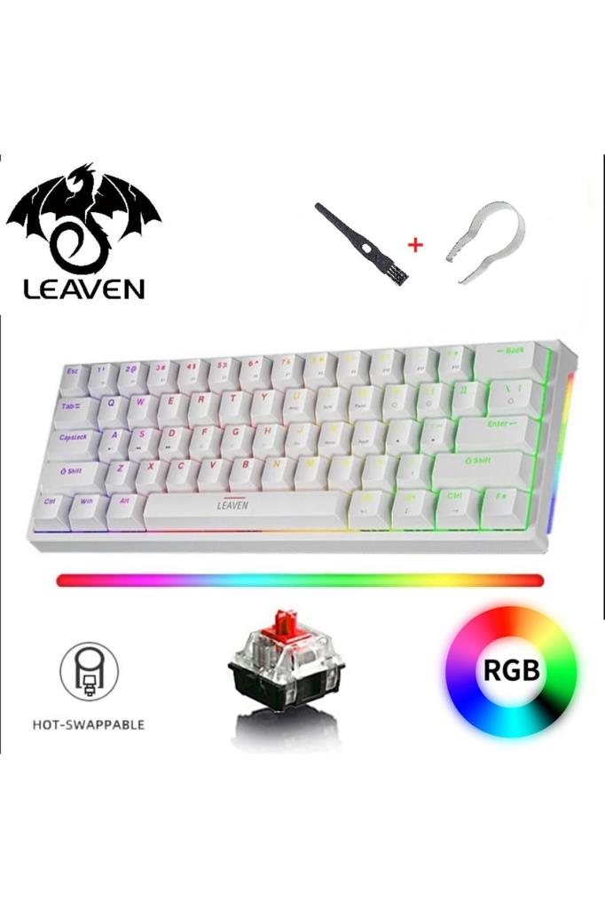 Leaven K-620 Ayrılabilir Type-C Kablolu Red Switch Hot Swap Mekanik Klavye Teşhir