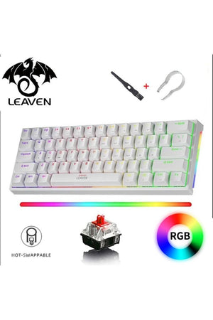 Leaven K-620 Ayrılabilir Type-C Kablolu Red Switch Hot Swap Mekanik Klavye Teşhir
