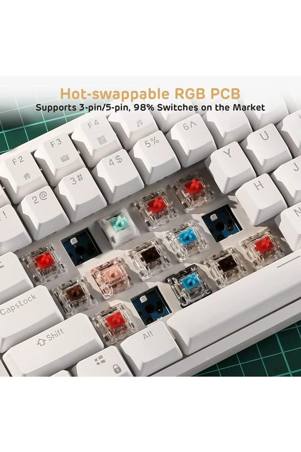 Leaven K-620 Ayrılabilir Type-C Kablolu Red Switch Hot Swap Mekanik Klavye Teşhir