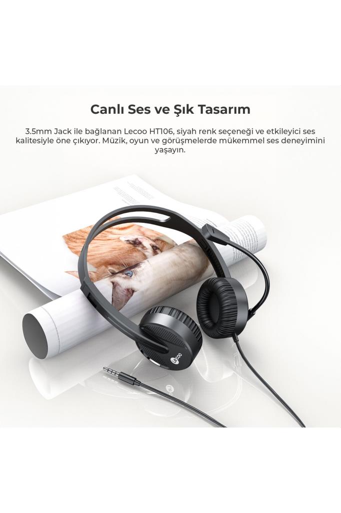 Lenovo Lecoo HT106 Siyah Kablolu Kulak Üstü Kulaklık Teşhir