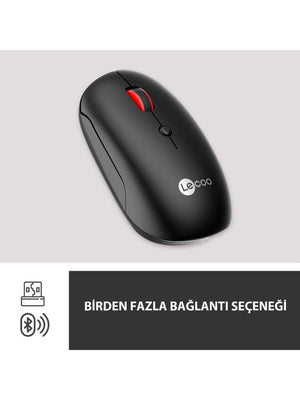 Lenovo lecoo WS211 Siyah Şarjlı Sessiz Ergonomik Optik Kablosuz Mouse