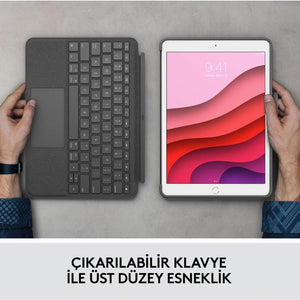 LOGITECH COMBO TOUCH DOKUNMATİK PANELLİ KLAVYELİ KILIF GRİ IPAD PRO 12.9 INC 5. GEN. 920-010186 Outlet