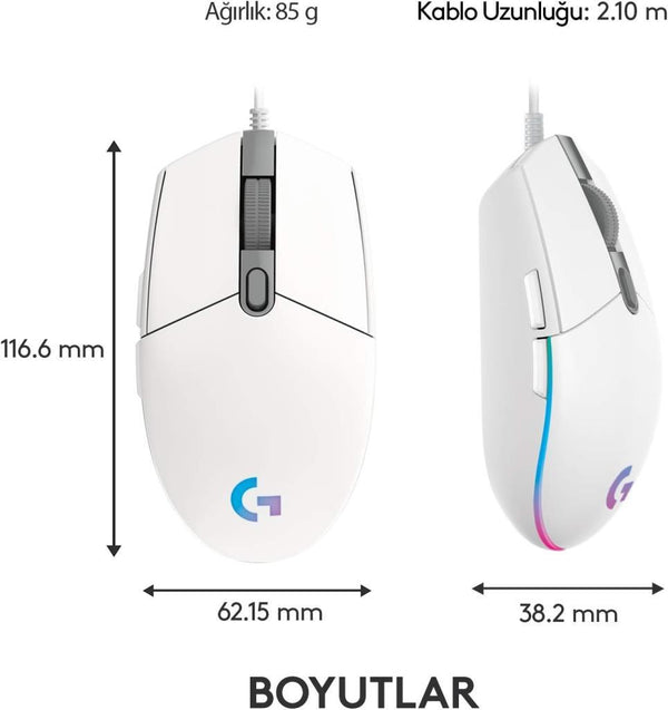Logitech G102 910-005824 Beyaz Lightsync Optik Kablolu Oyuncu Mouse
