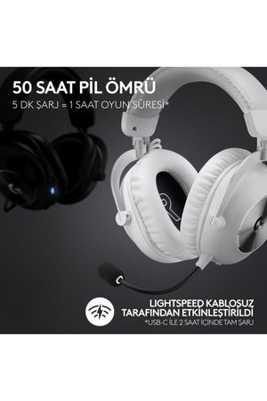 Logitech G Pro X 2 Lightspeed Beyaz 7.1 Kablolu/Kablosuz Kulak Üstü Oyuncu Kulaklığı