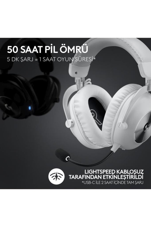 Logitech G Pro X 2 Lightspeed Beyaz 7.1 Kablolu/Kablosuz Kulak Üstü Oyuncu Kulaklığı