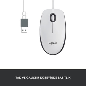 Logitech M100 910-006764 Beyaz Optik Kablolu Mouse