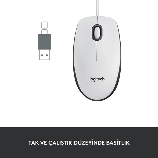 Logitech M100 910-006764 Beyaz Optik Kablolu Mouse