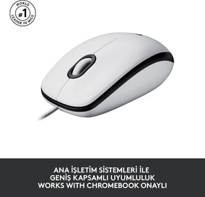Logitech M100 910-006764 Beyaz Optik Kablolu Mouse