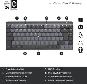 Logitech MX Mechanical Mini 920-010780 TKL Kablosuz Mekanik Klavye