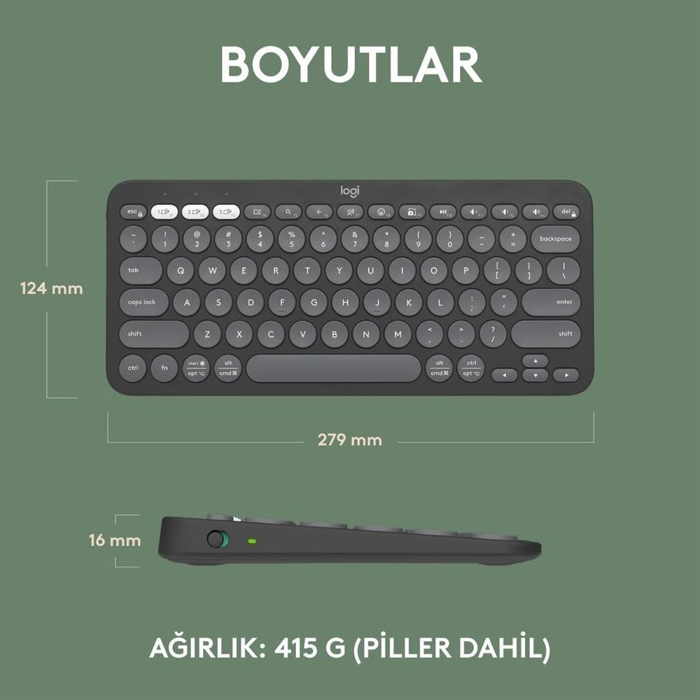 Logitech Pebble Keys 2 K380S 920-011859 Siyah Kablosuz Klavye