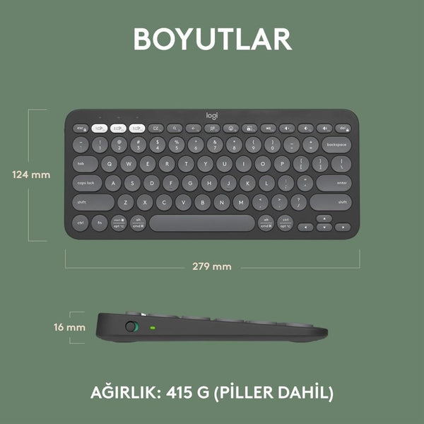Logitech Pebble Keys 2 K380S 920-011859 Siyah Kablosuz Klavye