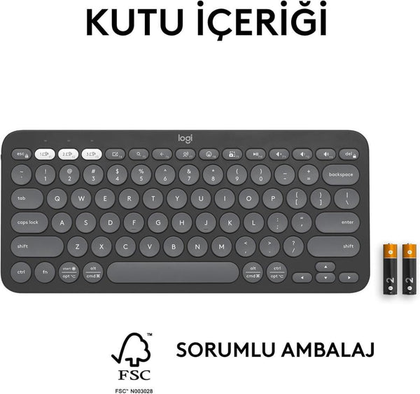 Logitech Pebble Keys 2 K380S 920-011859 Siyah Kablosuz Klavye