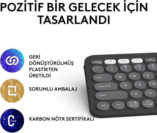 Logitech Pebble Keys 2 K380S 920-011859 Siyah Kablosuz Klavye