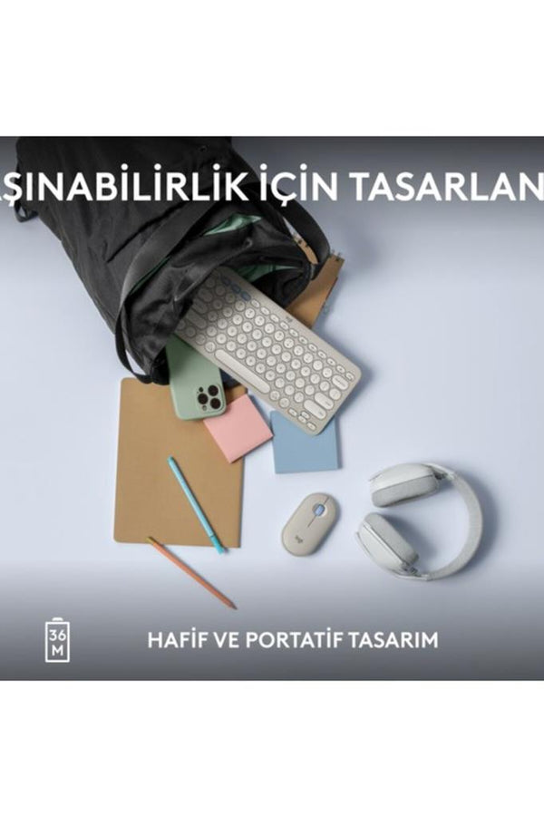 Logitech Pebble Keys 2 K380S 920-011860 Beyaz TKL Q Kablosuz Klavye Teşhir