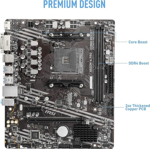 MSI A520M-A Pro AMD AM4 DDR4 Micro ATX Anakart Teşhir