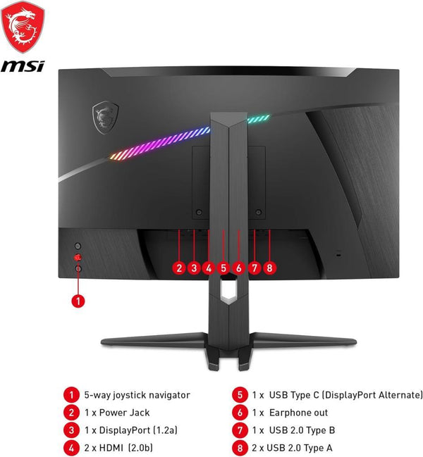 MSI MAG 325CQRF-QD 31.5" 1 ms 2K Curved 170 Hz Oyuncu Monitörü Teşhir