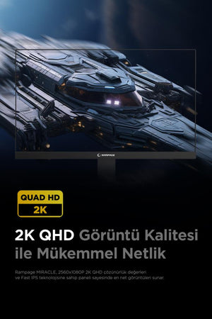 Rampage MIRACLE MC27RQ180 27'' 1 ms 2K Pivot IPS 180 Hz Oyuncu Monitörü Outlet