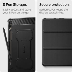 Spigen Galaxy Tab S10 Plus / Tab S9 Plus Kılıf Rugged Armor Pro Black