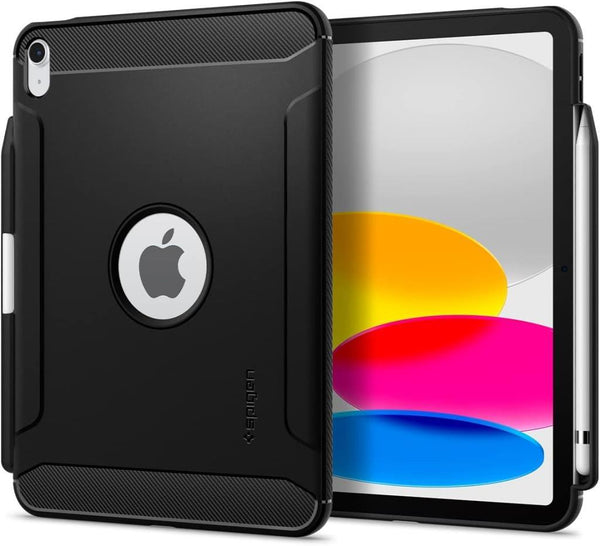 Spigen iPad 11'' (2025) / 10.9'' 10.nesil (2022) ile uyumlu Kılıf Rugged Armor Matte Black