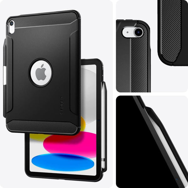 Spigen iPad 11'' (2025) / 10.9'' 10.nesil (2022) ile uyumlu Kılıf Rugged Armor Matte Black