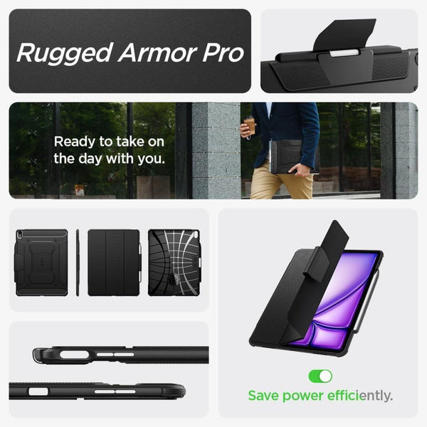 Spigen iPad Air 13'' M3 (2025) / M2 (2024) Kılıf Rugged Armor Pro Black
