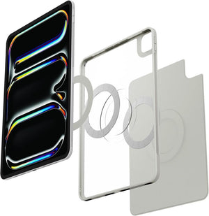 Spigen iPad Pro 11" (2025/2024) ile Uyumlu MagSafe Kılıf Air Skin Pro OneTap Metal Ring Mag Fit Gray ACS08490
