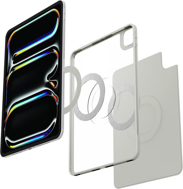 Spigen iPad Pro 11" (2025/2024) ile Uyumlu MagSafe Kılıf Air Skin Pro OneTap Metal Ring Mag Fit Gray ACS08490