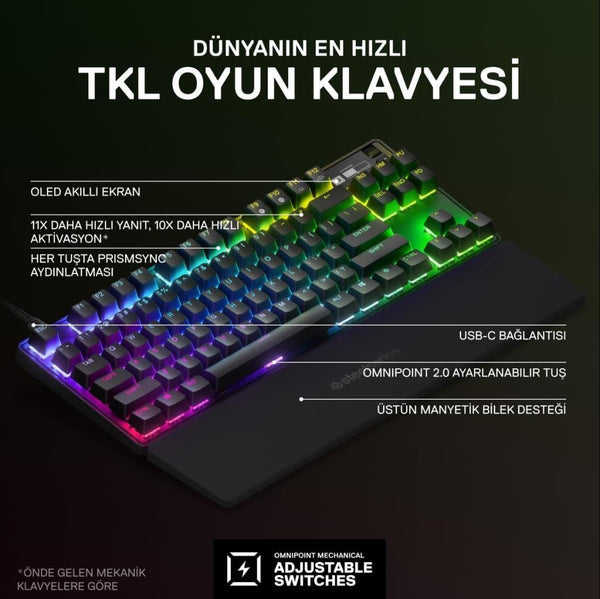 SteelSeries Apex Pro TKL RGB İngilizce Kablolu Mekanik Oyuncu Klavyesi