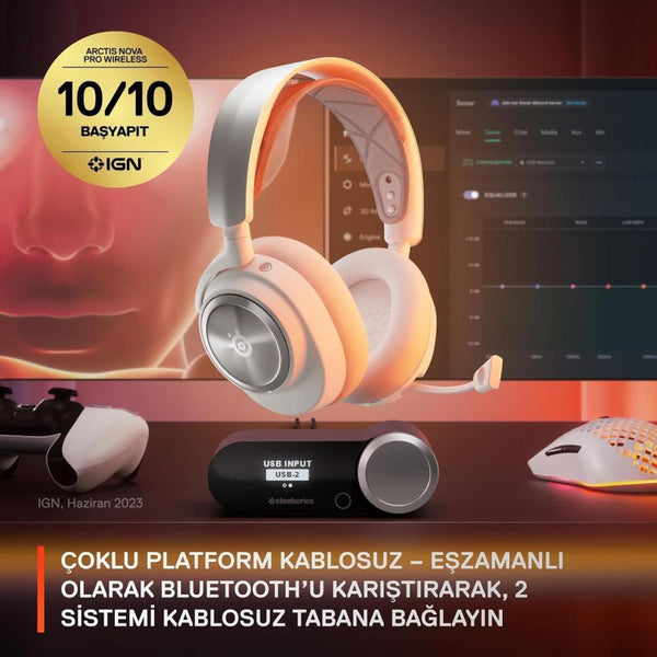 SteelSeries Arctis Nova Pro Beyaz Kablolu/Kablosuz Kulak Üstü Oyuncu Kulaklığı