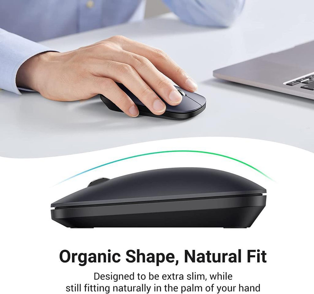 Ugreen Kablosuz Ergonomik Fare, Usb Alıcılı 2.4Ghz 4000 Dpı Sessiz İnce Kablosuz Bluetooth Fare, Tablet,Pc,Dizüstü Bilgisayar İle Uyumlu.