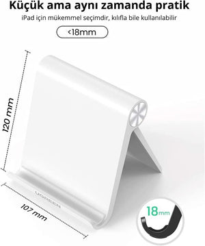 UGREEN Katlanabilir Tablet Standı iPad ile Uyumlu Tablet Tutacağı iPad Pro 11/ iPad/iPad Air/iPad mini/iPad 10.2/ Galaxy Tab S9/ Redmi Pad/Huawei MatePad/iPhone/Galaxy/Redmi vesaire. (Beyaz)