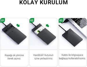 VegGieg USB 3.0 Micro-B 2.5 inch SATA SSD Hard Disk Kutusu